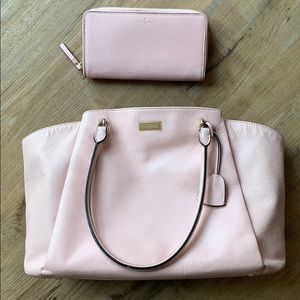 Leather tote with wallet